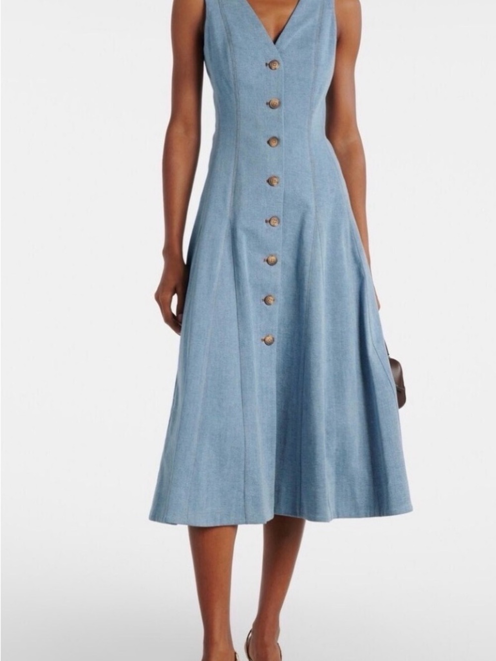 Veronica Beard Chambray Blue Button-Front Midi Dress! NWT-